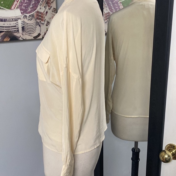 RAFAELLA PETITES 100% SILK BUTTON UP LONG DOLMAN SLEEVE CROSSOVER HIDDEN BUTTON - Picture 4 of 10